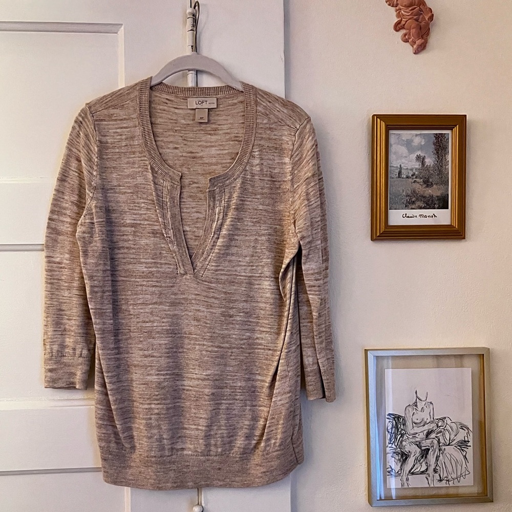 Loft Petites V-Neck 3/4 Sleeve Sweater